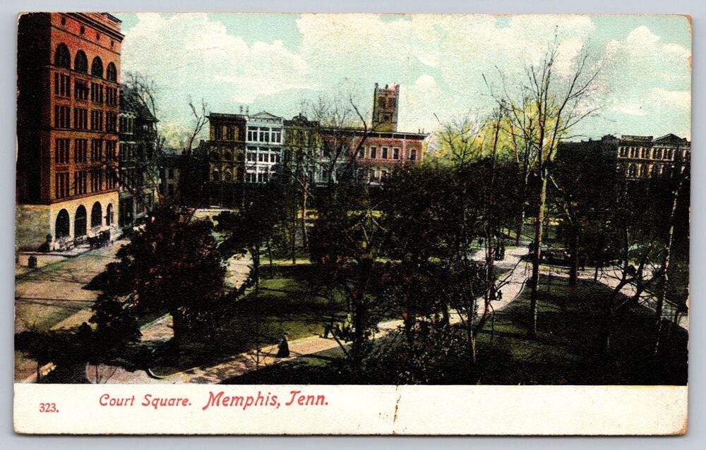 1908 Court Square Memphis Tennessee Antique Postcard C.E. Wheelock Postmarked